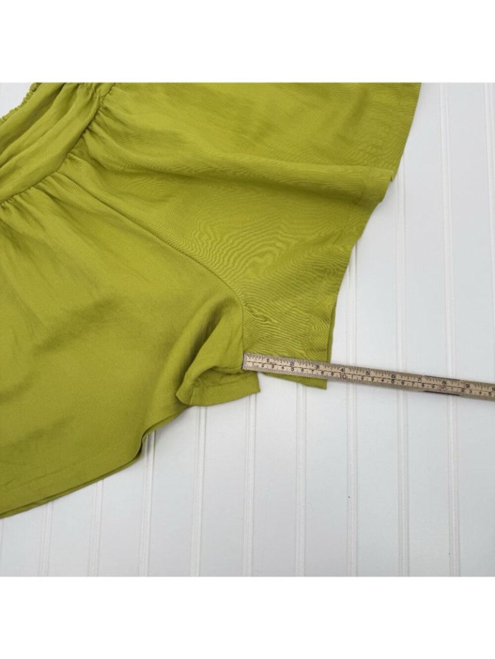 Anthropologie High Rise Shorts Womens Medium Lime Green Artsy Retro Vacation - Picture 5 of 7